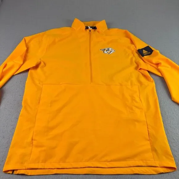 Nashville Predators Jacket Mens Medium Yellow Adidas Windbreaker Lightweight NHL - Picture 4 of 12